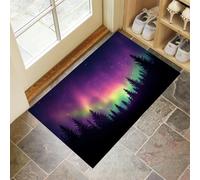 MLSOWM Zerbino per Ingresso 60 x 90 cm Tappeto Lavabile a Pelo Corto Aurora Boreale Tappetino Antiscivolo Cielo Aurora Zerbini di Benvenuto per Ingresso, Cucina, Bagno, Camera da Letto - Viola