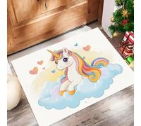 MLSOWM Zerbino per Ingresso, Amore Per Il Cavallo Bianco Tappetino Antiscivolo, Stile Fiabesco Da Sogno Zerbini di Benvenuto, Zerbino per Porta e Corridoio, Lavabile in Lavatrice - 60x120 cm, Bianco
