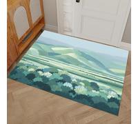 MLSOWM Zerbino per Ingresso, Colline E Valli Tappetino Antiscivolo, Paesaggio Dipinto Ad Olio Zerbini di Benvenuto, Zerbino per Porta e Corridoio, Lavabile in Lavatrice - 90x150 cm, Verde Fagiolino