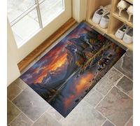 MLSOWM Zerbino per Ingresso, Crepuscolo Autunnale Tra Montagna Lago Tappetino Antiscivolo, Paese Americano Zerbini di Benvenuto, Zerbino per Porta e Corridoio, Lavabile - 90x150 cm, Marrone Caramello