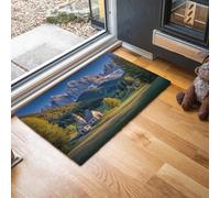 MLSOWM Zerbino per Ingresso, Paesaggio Rurale Tappetino Antiscivolo, Dolomiti Zerbini di Benvenuto, Zerbino per Porta e Corridoio, Lavabile in Lavatrice - 80x120 cm, Giallo-Verde