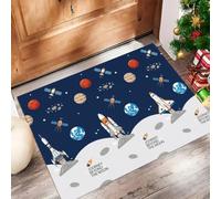MLSOWM Zerbino per Ingresso, Razzi E Space Shuttle Tappetino Antiscivolo, Tema Spaziale Zerbini di Benvenuto, Zerbino per Porta e Corridoio, Lavabile in Lavatrice - 80x120 cm, Blu Navy