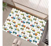 MLSOWM Zerbino per Ingresso, Trattori Ed Escavatori Tappetino Antiscivolo, Veicoli Da Ingegneria Zerbini di Benvenuto, Zerbino per Porta e Corridoio, Lavabile in Lavatrice - 80x120 cm, Arancia