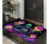 MLSOWM Zerbino per interni Oscuro Psichedelico Tappeto Antiscivolo, 80x120 cm | Zerbino di benvenuto Medusa Della Morte Assorbente e Lavabile, Decorativo per porta d'ingresso, corridoio e balcone
