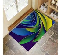 MLSOWM Zerbino Poster Di Film Trappola Sporco, Tappetino Antiscivolo Lavabile in Lavatrice, Curve Astratte, Zerbino d'Ingresso Morbide Assorbenti per Cane, Ingresso, Port, 50 x 80 cm, Blu-Verde