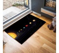 MLSOWM Zerbino Sistema Solare Trappola Sporco, Tappetino Pianeta Universo Antiscivolo Lavabile in Lavatrice, Zerbino d'Ingresso Assorbenti per Ingresso, Porta e Corridoio, 90 x 150 cm, Nero