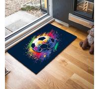 MLSOWM Zerbino Stile Graffiti Trappola Sporco, Tappetino Antiscivolo Lavabile in Lavatrice, Calcio, Zerbino d'Ingresso Morbide Assorbenti per Cane, Ingresso, Port, 90 x 150 cm, Blu Scuro