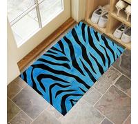MLSOWM Zerbino Strisce Di Animali Ingresso Interno 90x150 cm, Zerbino Entrata Ingresso Texture Della Tigre con Fondo Antiscivolo TPR, Lavabile In Lavatrice Tappeto Ingresso Per Casa Ufficio - Blu