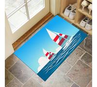 MLSOWM Zerbino Tema Nautico Ingresso Interno 40x60 cm, Zerbino Entrata Ingresso Barca A Vela Da Mare con Fondo Antiscivolo TPR, Lavabile In Lavatrice Tappeto Ingresso Per Casa Ufficio - Blu