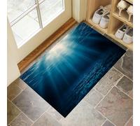 MLSOWM Zerbino Tema Subacqueo Trappola Sporco, Tappetino Antiscivolo Lavabile in Lavatrice, Oceano Blu, Zerbino d'Ingresso Morbide Assorbenti per Cane, Ingresso, Port, 60x120 cm, Blu Scuro
