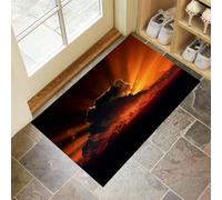 MLSOWM Zerbino Tramonto Trappola Sporco, Tappetino Vasto Cielo Antiscivolo Lavabile in Lavatrice, Zerbino d'Ingresso Assorbenti per Ingresso, Porta e Corridoio, 80 x 120 cm, Rosso-Arancio