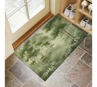MLSOWM Zerbino Trappola Sporco, 80x120 cm Tappetino Antiscivolo Foresta Di Margherite Zerbino d'Ingresso Nebbia Della Foresta Tappeti Morbide e Pelo Corto per Bagno, Porta e Corridoio, Verde Salvia