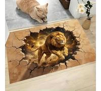 MLSOWM Zerbino Trappola Sporco, 90x150 cm Tappetino Antiscivolo Il Leone Salta Fuori Zerbino d'Ingresso Animali 3D Tappeti Morbide e Pelo Corto per Bagno, Porta e Corridoio, Marrone Scuro
