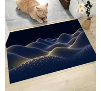 MLSOWM Zerbino Trappola Sporco Minimalismo Tappetino Wave Hill Antiscivolo Lavabile in Lavatrice Zerbino d'Ingresso Morbide Assorbenti per Cane, Ingresso, Porta e Corridoio, 90x150 cm, Blu Scuro