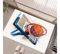 MLSOWM Zerbino Trappola Sporco Stile Graffiti Tappetino Canestro Da Basket Antiscivolo Lavabile Zerbino d'Ingresso Morbide Assorbenti per Cane, Ingresso, Porta e Corridoio, 60x120 cm, Bianco