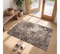 MLSOWM Zerbino Ultra Sottile Giungla Retrò Oscura per Interni, 80x120 cm | Tappetino d'Ingresso Palma Monstera Deliciosa Tappeto a Pelo Corto, Assorbenti, Antiscivolo, Lavabile per Porta, Corridoio