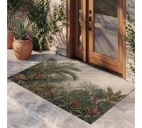 MLSOWM Zerbino Ultra Sottile Giungla Tropicale Retrò per Interni, 40x60 cm | Tappetino d'Ingresso Monstera Deliciosa Palma Tappeto a Pelo Corto, Assorbenti, Antiscivolo, Lavabile per Porta, Corridoio
