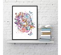 MLSWW Quadro Decorativo su Tela Cervello Anatomia Stampa neurologia Medicina Poster Medici Regalo Scienza Nervo Acquerello Arte tepittura Clinica Parete Arte Decor-40x60cm
