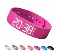 Mlthcig Fitsleeps Alarm Clock Watch, Fitsleeps Alarm Bracelet - Silent Vibration Wake-Up Sport Wristband, Wearable Waterproof Rechargeable Silent Vibrating Alarms for Heavy Sleepers(Rose Red)
