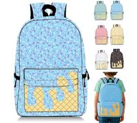 Mlthcig Ice Cream Drip Backpack Kawaii Shoulder Backpacks for Boys Girls Large Ice Cream Cone Travel Backpacks Side Pockets(Light blue)
