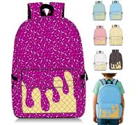 Mlthcig Ice Cream Drip Backpack Kawaii Shoulder Backpacks for Boys Girls Large Ice Cream Cone Travel Backpacks Side Pockets(Purple)