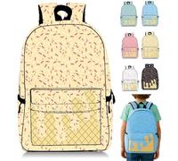 Mlthcig Ice Cream Drip Backpack Kawaii Shoulder Backpacks for Boys Girls Large Ice Cream Cone Travel Backpacks Side Pockets(Cachi)