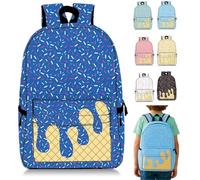 Mlthcig Ice Cream Drip Backpack Kawaii Shoulder Backpacks for Boys Girls Large Ice Cream Cone Travel Backpacks Side Pockets(Blue)