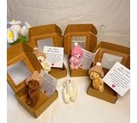 Mlthcig Little Bear in Box, My Little Worry Bear in a Box, Pocket Bears Hug, Handmade Mini Plush Teddy Bears with Hat, Send a Friend Stuffed Animals Sympathy Gift with Inspirational Card(1 Set)