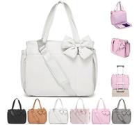 Mlthcig Luvy Bag Crush Bow Tote Bag for Women Quilted Smart Puffy Bags Pink Work Travel Purse Black Medium Weight Beach Bows(bianca)