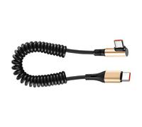 MLWSKERTY 240W Fast Speed Charging Cord Double USB C Port Spring Coiled Cable Support Data Transfer For Gamers And Professional Compact Space Charging Cable Type C