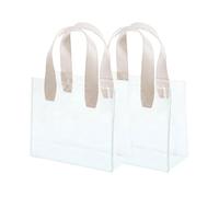 MLWSKERTY 2Pcs Clear Packaging Bags Water Resistant PVC Gift Bag with Top Handle for Birthday Wedding Christmas Party Supplies Reusable Partyfavors Bags for Wedding