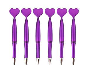 MLWSKERTY 6x Valentine's Day Heart Shaped Ballpoint Pens Plastic Ballpoint Pen with Black Ink for Office School Classroom Supplies
