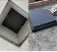 MLYAYE Coperchio Botola Copertura di Uscita del seminterrato in Acciaio zincato con Maniglia di bloccaggio | Guarnizione di Tenuta, Piastra Antipioggia per Tetto Rettangolare(In-100x90cm/39x35)