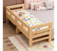MLYAYE Foldable 3-sided Guardrail Crib Baby Safety Bed, Wooden Nursery Furniture Bedside Sleeper - Splicing Single Small Cot Cama with Removable Fence(180 x 60 x 50 cm)