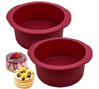 Mlying 2 stampi in silicone per torte, rotondi, antiaderenti, piccoli, 10 cm, in silicone per torte, cheesecake e pane (a forma rotonda, 2 pezzi, 10 cm)