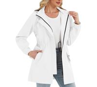 Mlykosd Giacca sportiva da donna, per il tempo libero, impermeabile, in softshell, multitasche, con coulisse, tinta unita, giacca a vento, leggera, elegante, per tutti i giorni e per attività
