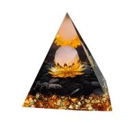 Mlysnd Orgonite Piramide, Orgonite, Cristal de Resina Piramide Energetica Kristall Pyramide Intarsiato Sfera di Fiore di Nasturzio per La Decorazione della Scrivania di Casa(Stile 1)