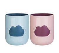 Mlysnd Tazze Spazzolino Denti, 2 Pezzi Bicchieri Bamboo Bicchiere Plastica Bambini Tazza per Collutorio da Viaggio Design Pattern di Nuvole per Bambini Tazza per Acqua, Caffè, Latte（blu rosa）