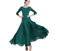 MLYYX Abiti da Ballo Classici da Donna Abito da Danza Moderna con Scollo Rotondo Costume da Spettacolo di Flamenco Abbigliamento da Ballo per Allenamento di Tango e Salsa,Verde,XL