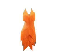 MLYYX Abiti da Ballo da Sala con Frange per Donna Abito da Ballo Latino Salsa con Scollo A V Costume da Esibizione di Cha Cha Tango A Schiena Scoperta Gonna Foxtrot Senza Maniche,D,4XS