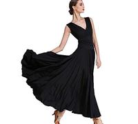 MLYYX Abiti da Ballo da Sala con Scollo A V per Donna Costume da Valzer Abito da Gara di Tango Senza Maniche Gonne Eleganti E Moderne per Esercitarsi,Nero,XXL
