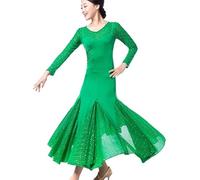 MLYYX Abiti da Sala da Ballo con Paillettes Costume da Spettacolo Moderno di Valzer Abito da Ballo per Feste Standard per Donna Vestito Elegante per L'allenamento del Tango in Salsa,Verde,L