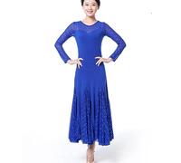 MLYYX Abiti da Sala da Ballo con Paillettes Costume da Spettacolo Moderno di Valzer Abito da Ballo per Feste Standard per Donna Vestito Elegante per L'allenamento del Tango in Salsa,Blu,L