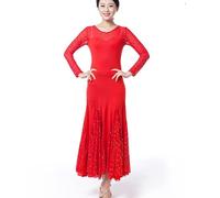 MLYYX Abiti da Sala da Ballo con Paillettes Costume da Spettacolo Moderno di Valzer Abito da Ballo per Feste Standard per Donna Vestito Elegante per L'allenamento del Tango in Salsa,Rosso,L
