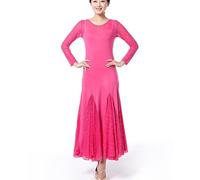 MLYYX Abiti da Sala da Ballo con Paillettes Costume da Spettacolo Moderno di Valzer Abito da Ballo per Feste Standard per Donna Vestito Elegante per L'allenamento del Tango in Salsa,Rose Red,XL