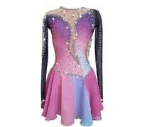 MLYYX Abito da Pattinaggio A Figura Gradiente per Ragazze Costume da Competizione di Pattinaggio su Ghiaccio Cristalli/Stuio per Le Prestazioni del Ghiaccio di Strass Fatto A Mano,Viola,S