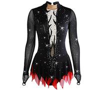 MLYYX Abito da Pattinaggio Artistico da Donna Costume da Gara di Pattinaggio su Ghiaccio Tuta da Pattinaggio A Rotelle Abbigliamento Sportivo Invernale Cristallo/Strass,Cromo,13 Years