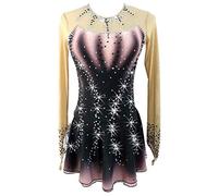 MLYYX Abito da Pattinaggio Artistico Professionale Costume da Concorso A Maniche Lunghe da Donna con Strass Abbigliamento da Ballo Elastico alla Moda per Il Pattinaggio sul Ghiaccio,A,15_16Years