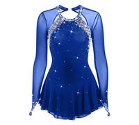 MLYYX Abito da Pattinaggio di Figura Classico Tuta da Competizione Professionale Abiti da Performance A Maniche Lunghe con Schiena Scoperta Costume da Ginnastica di Danza sul Ghiaccio,B,12 Years