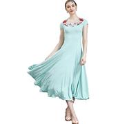 MLYYX Abito Elegante E Moderno per La Pratica del Valzer Abiti da Ballo da Sala Ricamati per Le Donne Abbigliamento da Ballo Standard da Tango Vestito da Allenamento per La Danza Sociale,Mint Green,S
